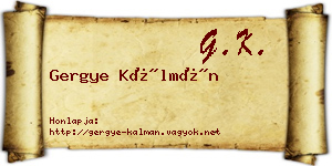 Gergye Kálmán névjegykártya